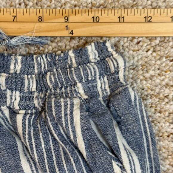 SO Striped Linen Blend Wide Leg Pants Women Med Coastal Beach Summer Lounge - Picture 10 of 12
